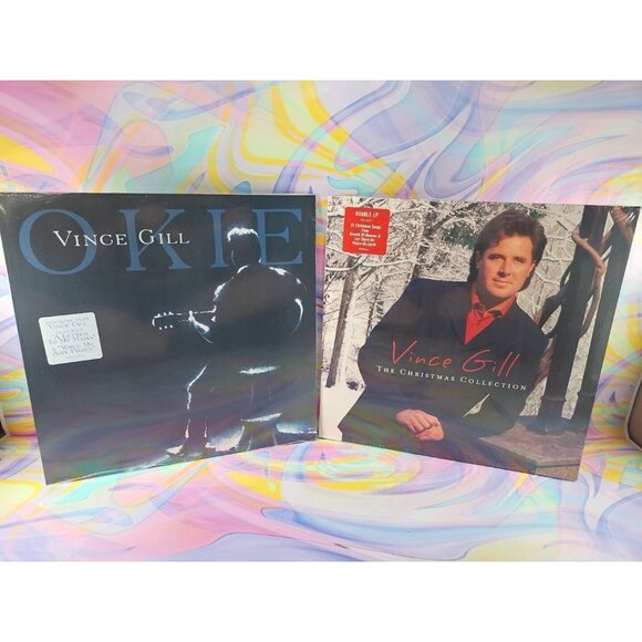 Lot of 2 Vince Gill Records: The Christmas Collection, Okie - Picture 1 of 5